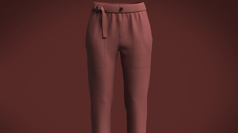 Ladies Red Woven Pant