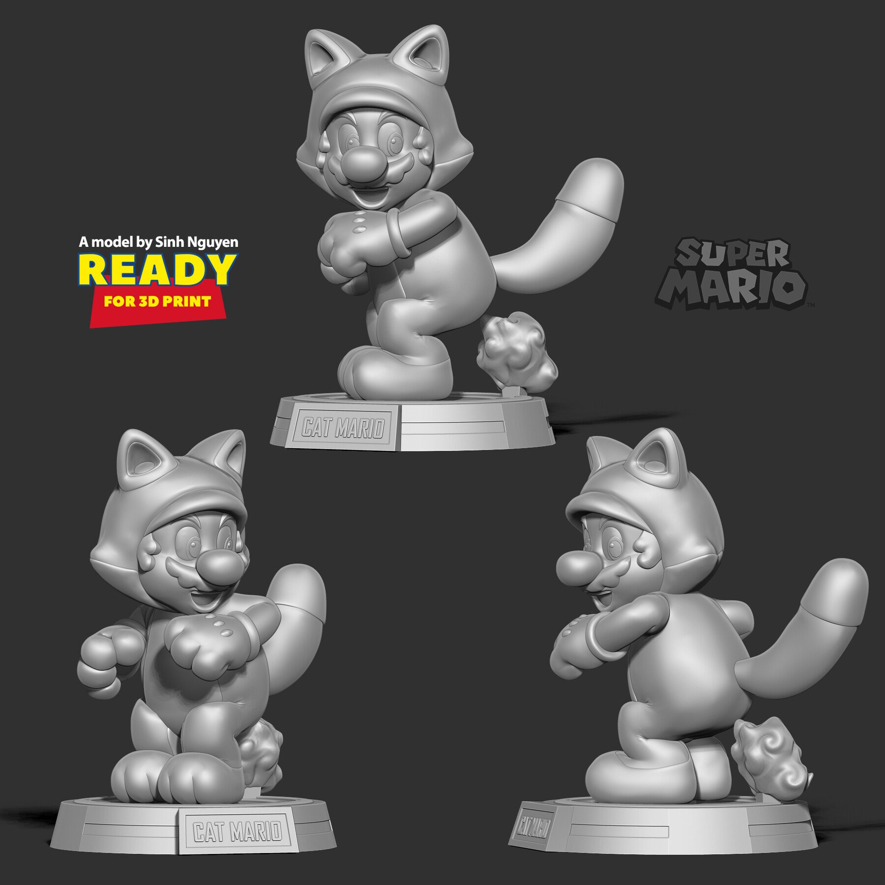 Cat Mario - 3D Print Model by Sinh Nguyen
