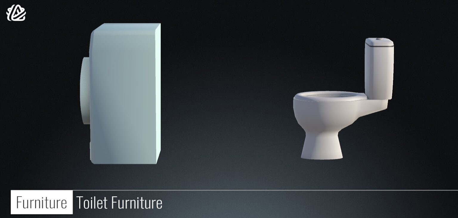 ArtStation Lowpoly Toilet Furniture 3D Home Furniture Game Assets