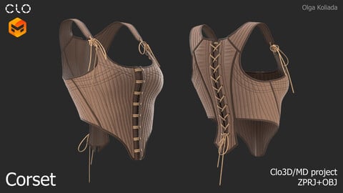 Corset 2. Marvelous Designer/Clo3d project+OBJ