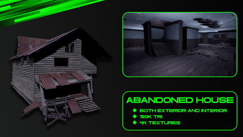 Abandoned House 3d model / exterior and interior / Game Ready