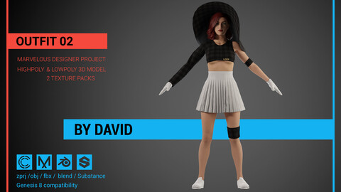 Outfit 02 - Marvelous Designer, CLO project.