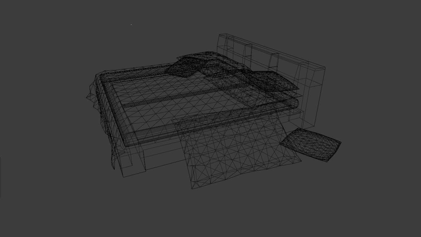 ArtStation MESSY DIRTY BED LOW POLY GAME READY Game Assets