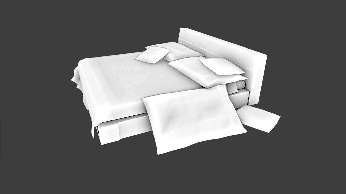 ArtStation MESSY DIRTY BED LOW POLY GAME READY Game Assets