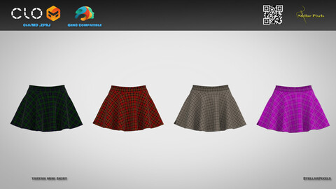 Tartan Mini Skirt - MD/Clo Project, OBJ + FBX, Textures