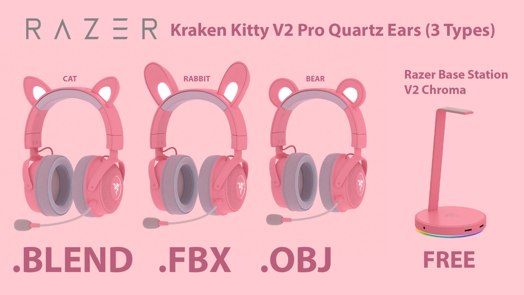 Rubber aankleden Onleesbaar ArtStation - Kraken Kitty V2 Pro Quartz (3 Types) + Free Razer Base Station  V2 Chroma 3D Model | Resources