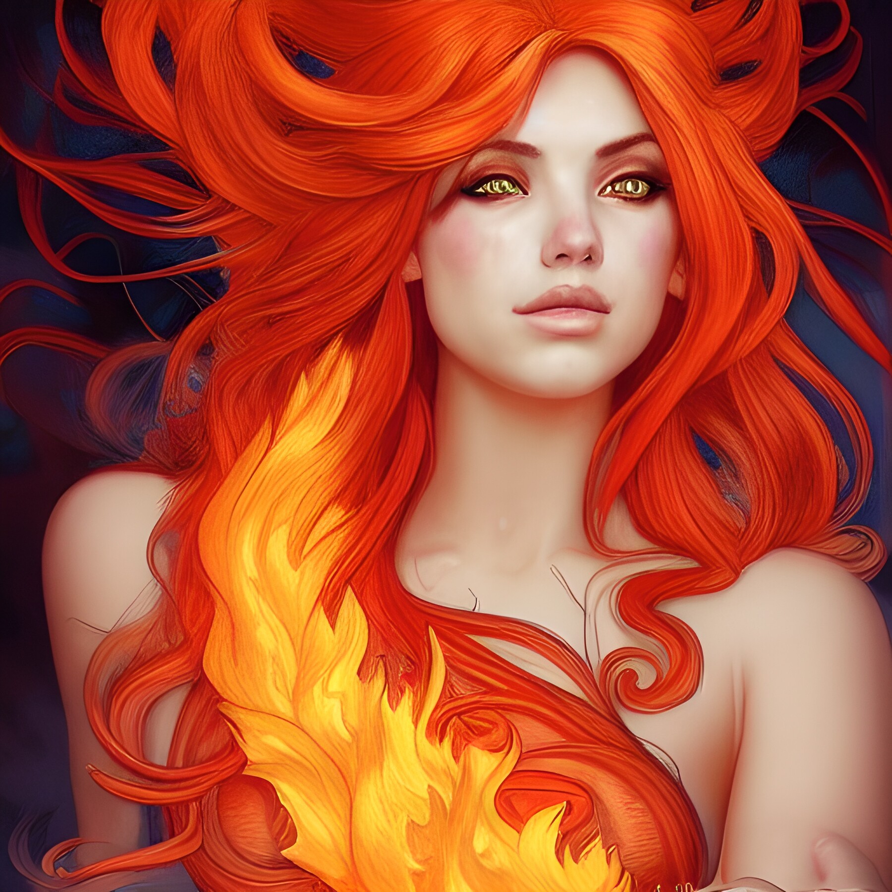 ArtStation - Orange hair fire goddess | Artworks