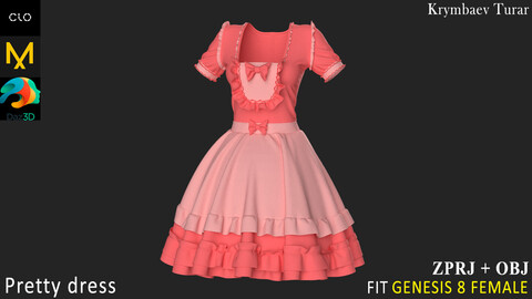 Pretty dress. Marvelous Designer / Clo 3D project +obj