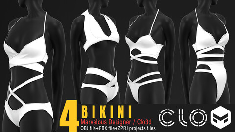 4 models of women's bikini / Marvelous / Clo3d / OBJ / FBX