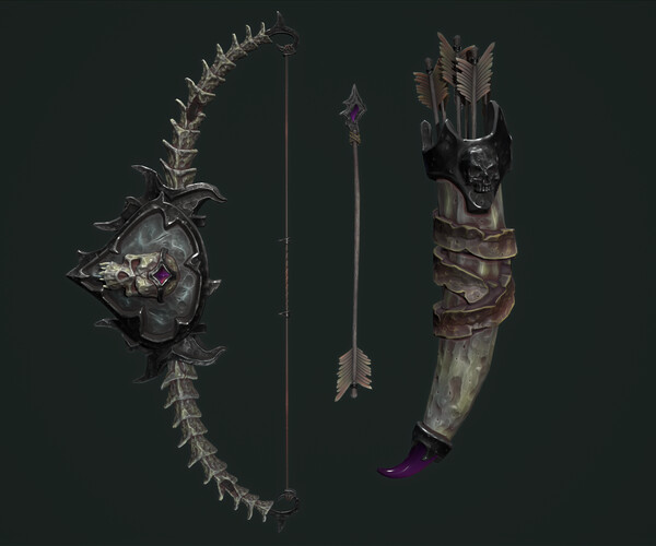 ArtStation - Undead bow and quiver | Game Assets