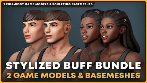 Stylized Buff Game Models & Basemeshes Bundle