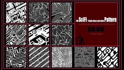 100 Sci-Fi Tillable black and white Pattern