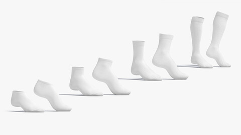 White Socks Pair on tiptoe different shapes - fabric sox