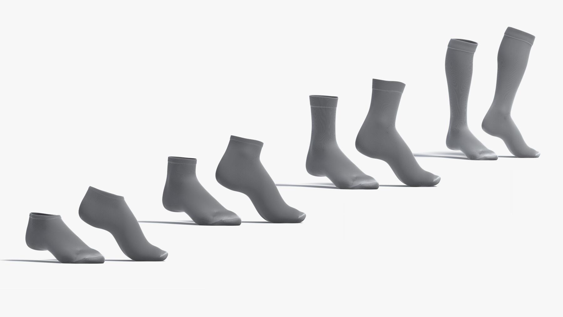 ArtStation - White Socks Pair on tiptoe different shapes - fabric sox ...