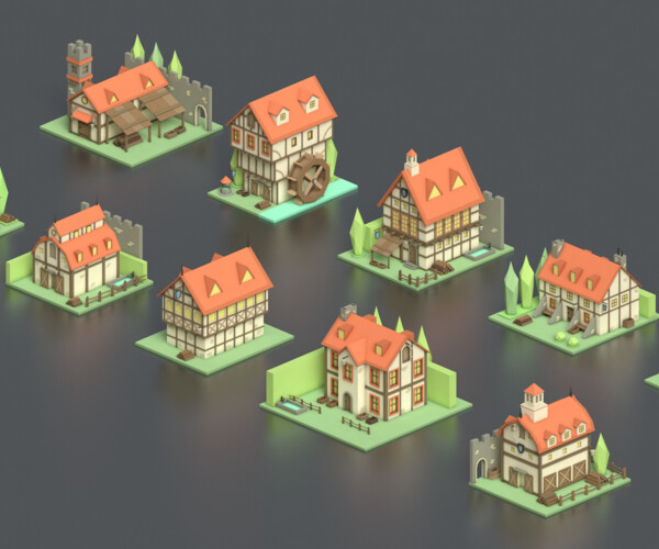 ArtStation - Low Poly Medieval Middle Age City 3D Asset Pack | Game Assets