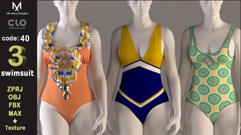 women's swimsuit , swimwear (ZPRJ , FBX , OBJ , MTL , MAX , TEXTURES)