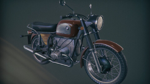 BMW R75/5 Motorcycle Low Poly