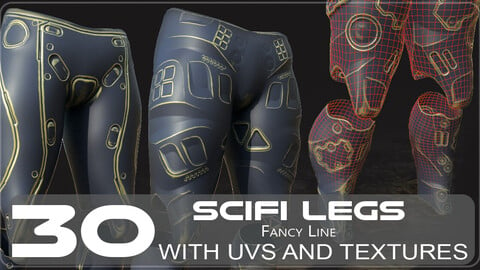 30 SCIFI LEGS with 4k Textures and UVS for ALL Softwares | .fbx .obj . ZPR .spp