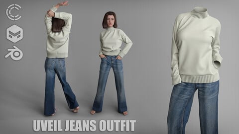 Uveil Jeans Outfit .ZPRJ .blend .obj .fbx