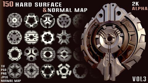 150 Hardsurfase Alpha & Normal Map-Vol3