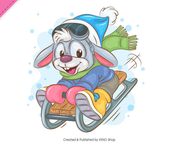 ArtStation - Cartoon Bunny Sledding. Clipart | Artworks