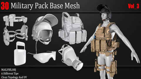30 Military Pack Base Mesh_Vol 03 ( Game Ready )