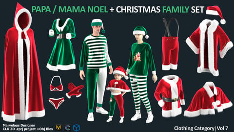 PAPA / MAMA NOEL CLOTHES + FAMILY CHRISTMAS OUTFITS (SANTA CLOTHES PACK)