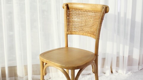 Coffee rattan chair wood cushion