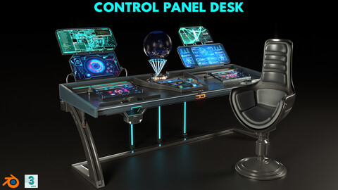 Control panel desk 3D - scifi panel model