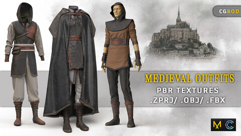 Medieval Male Outfits pack / Marvelous Designer / PBR Textures