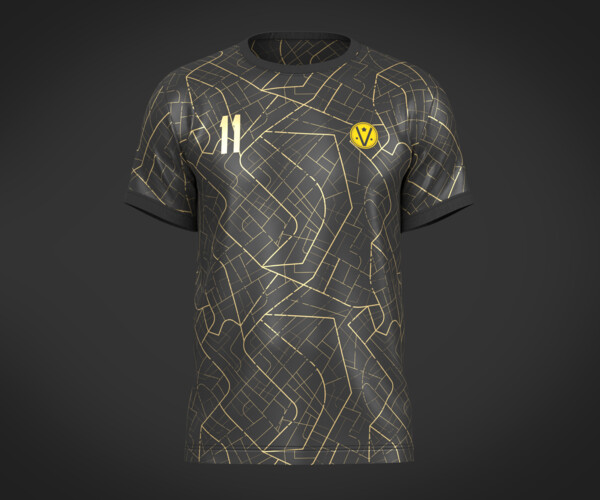 ArtStation - Soccer Football Black with yellow Jersey Player-11