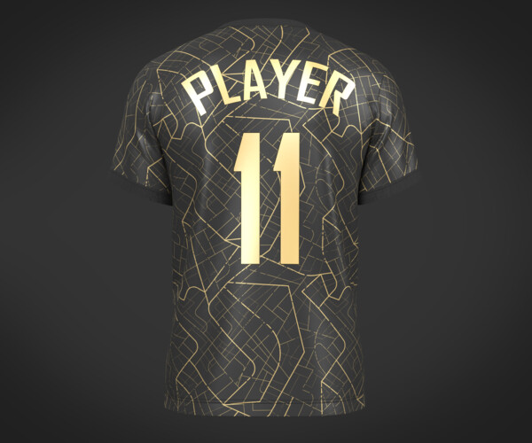 ArtStation - Soccer Football Black with yellow Jersey Player-11