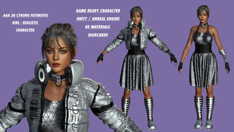 AAA 3D Cyborg Futuristic Girl - Realistic Character