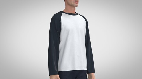 Long Sleeve Raglan T-Shirt, Marvelous Designer, Clo +obj, fbx