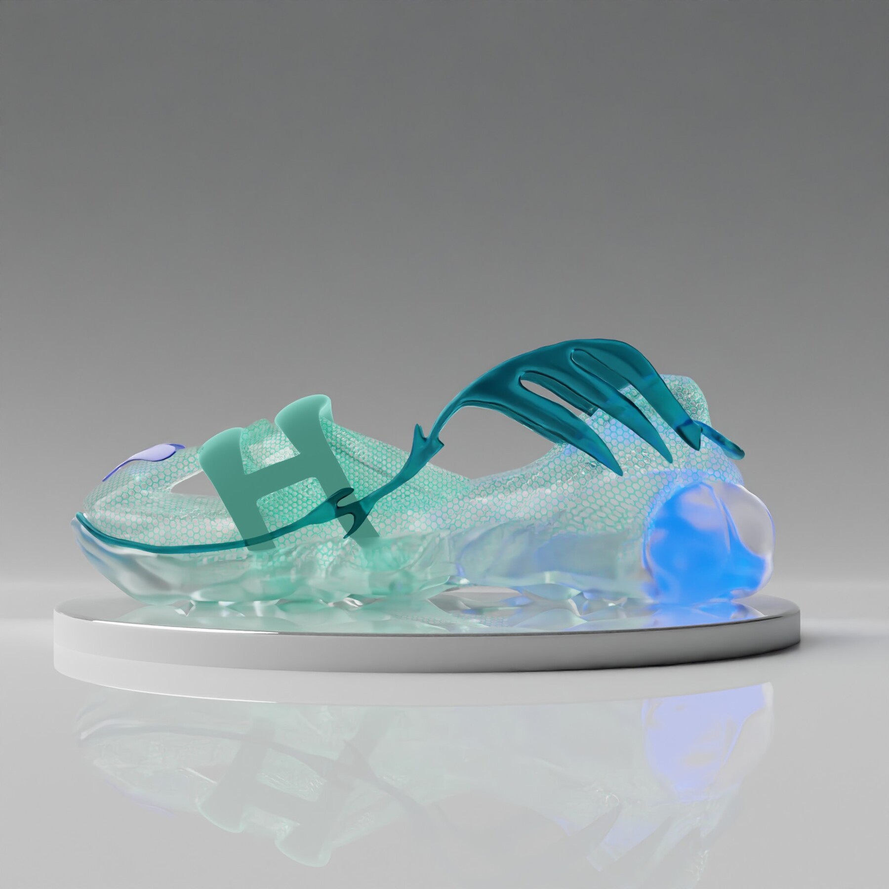 metallic blue sneakers