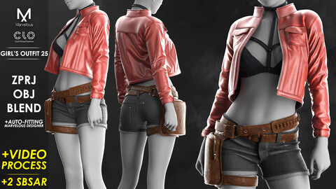 Girl's Outfit 25 - Marvelous / CLO Project file +Video Process
