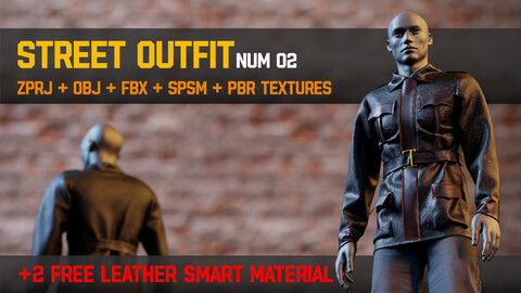 " Street outfit " (Num02) / ZPRJ - OBJ - FBX + 2 Free Leather Smart Materials