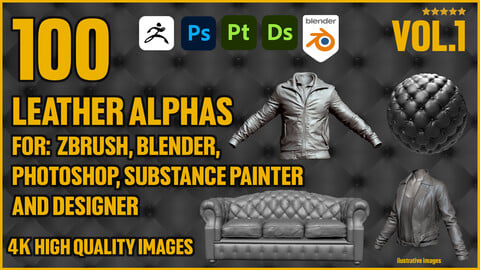 100 Leather alpha - 4k resolution high quality for professional artists