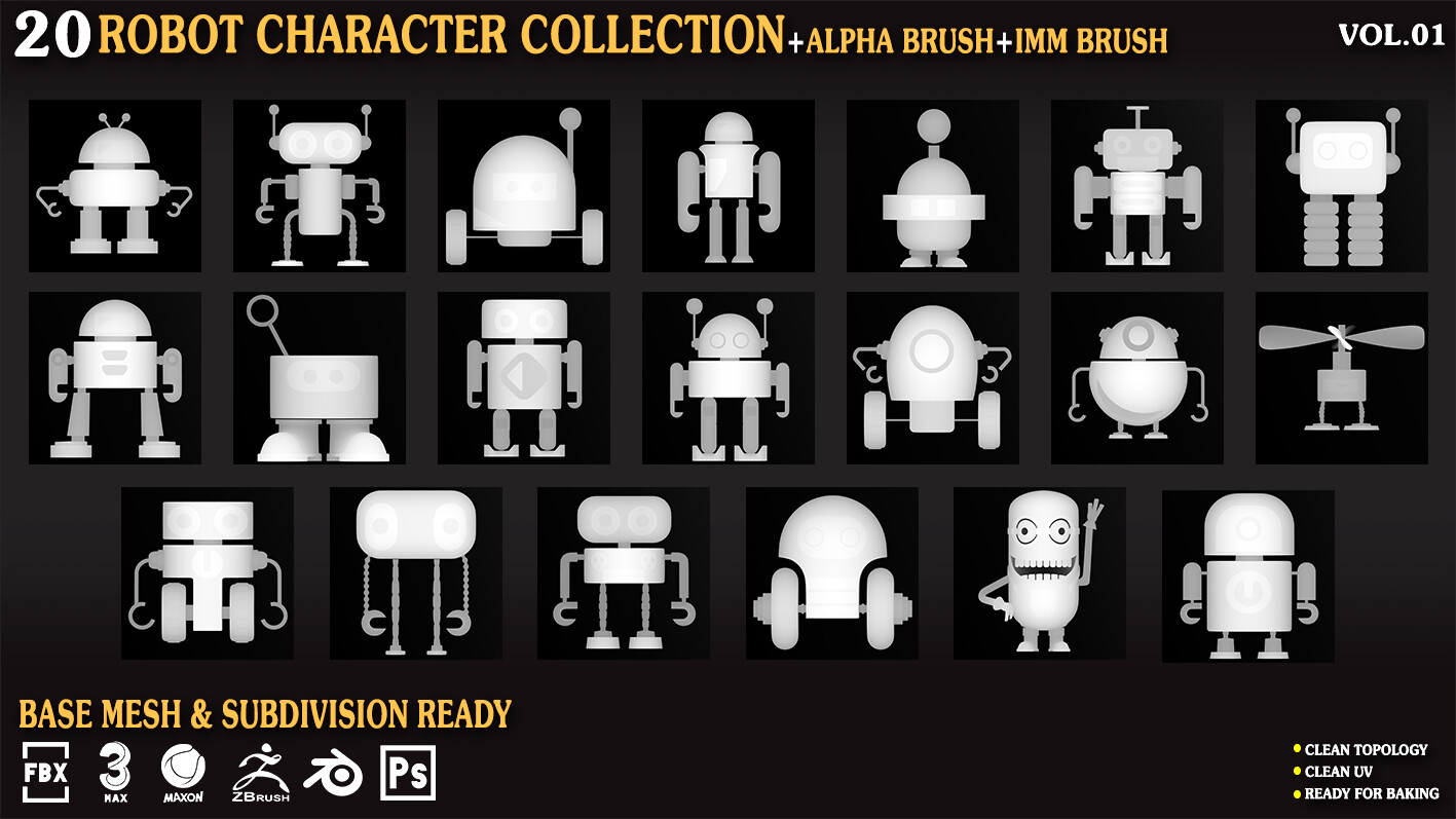 ArtStation - Robot characters collection_Vol_01 | Game Assets