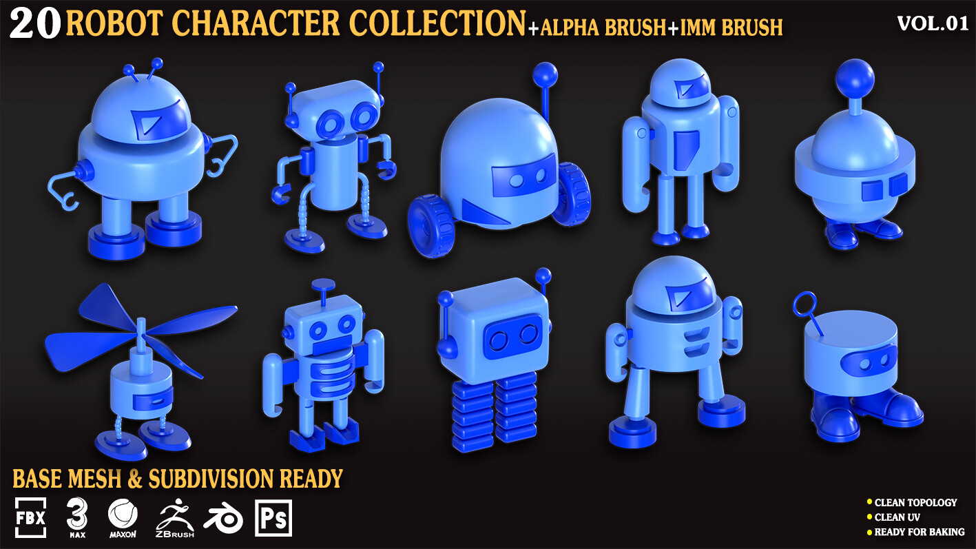 ArtStation - Robot characters collection_Vol_01 | Game Assets