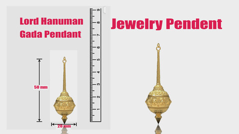 Jewelry Pendant [Download Product] |Lord Hanuman gada | 3d model jewelry for 3d printing