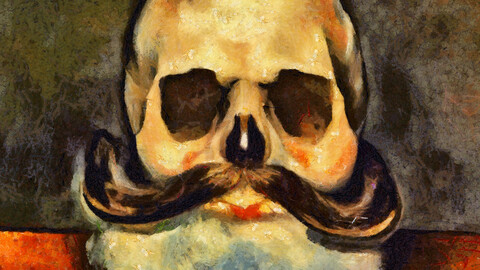 Skull with a beard and mustache
