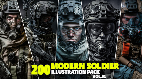 200 Modern Soldier Illustration Pack Vol.01