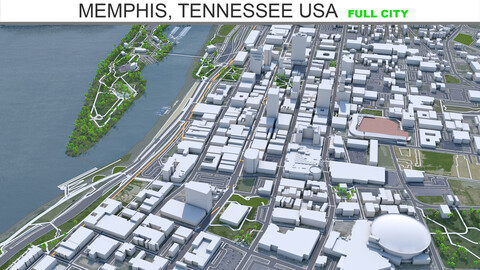 Memphis city Tennessee 3d model 90km