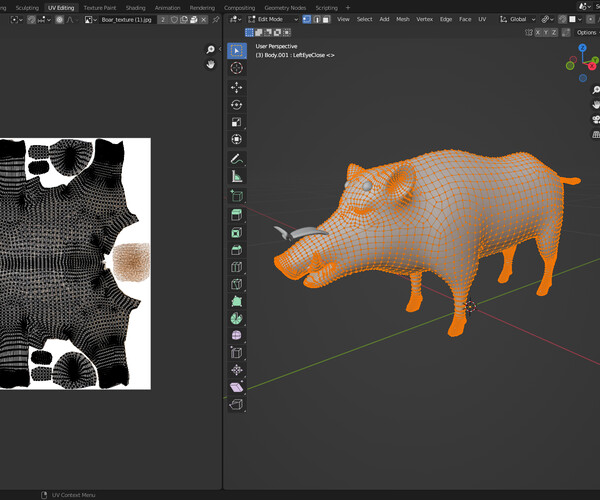 ArtStation - Fur Wild Boar Rigged and Animation in Blender | Game Assets