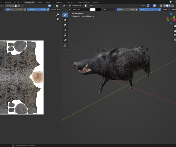 ArtStation - Fur Wild Boar Rigged and Animation in Blender | Game Assets