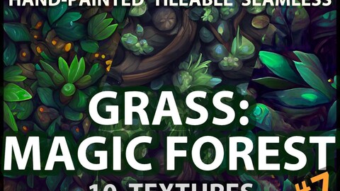 Grass Magic Forest Floor: 10 TEXTURES (Hand-painted, Seamless) #7