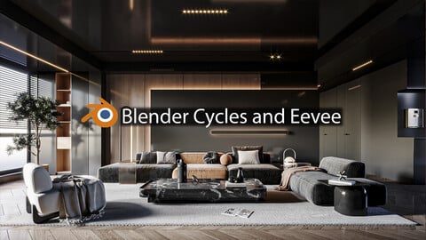 Black and Orange Living Room for Blender