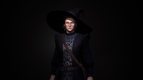 GAME CHARACTER: Dark Wizard Artemis - Blender, Unreal  [M1]