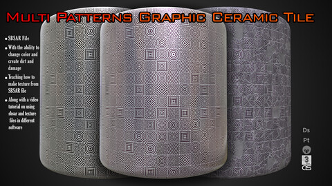 Multi Patterns Graphic Ceramic Tile + Learning how to use the SBSAR file